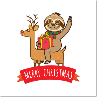 Sloth Merry Xmas Posters and Art